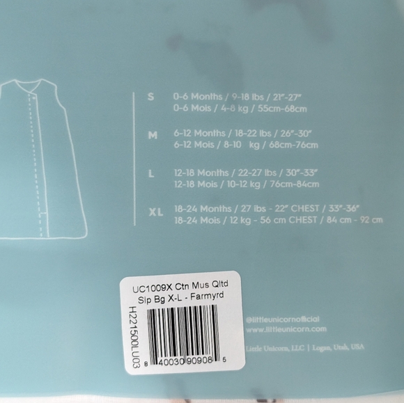 LITTLE UNICORN, Cotton Muslin Wearable Blanket, Farmyard, Size 18-24 Months - Picture 8 of 8